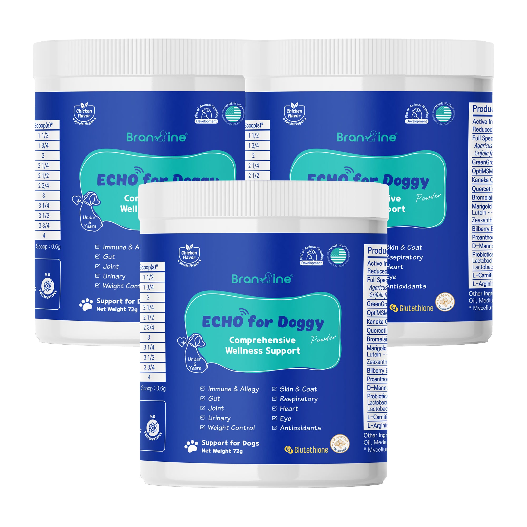 Branvine Wellness&Skin Support Echo for Doggy - 12 Health Benefits / Itching, Atopy, Allergy, Inflammation (72g)