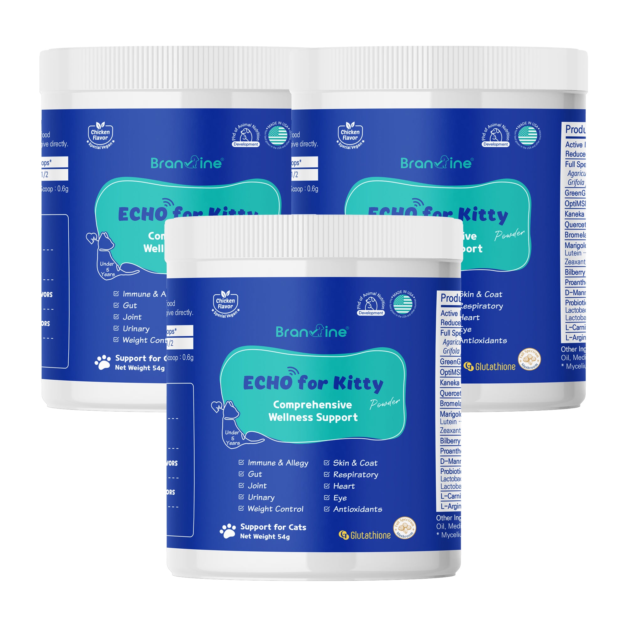 Branvine Wellness&Skin Support Echo for Kitty - 12 Health Benefits / Itching, Atopy, Allergy, Inflammation (54g)