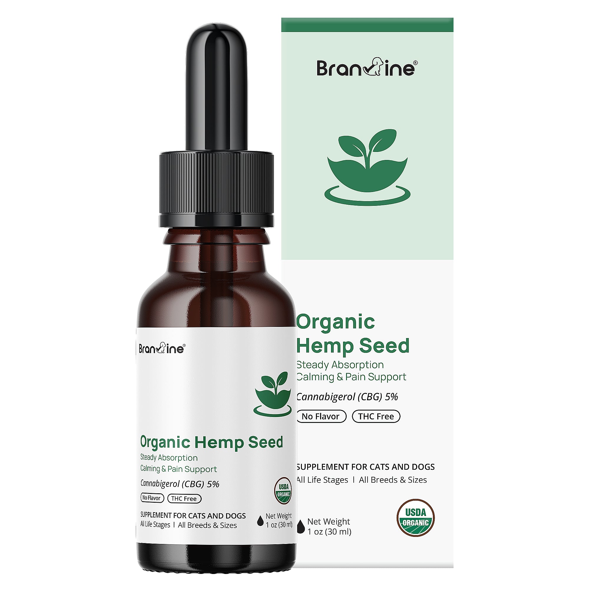 Organic Hemp, Hemp Seed Oil - Comprehensive Support for Dogs and Cats (30ml)