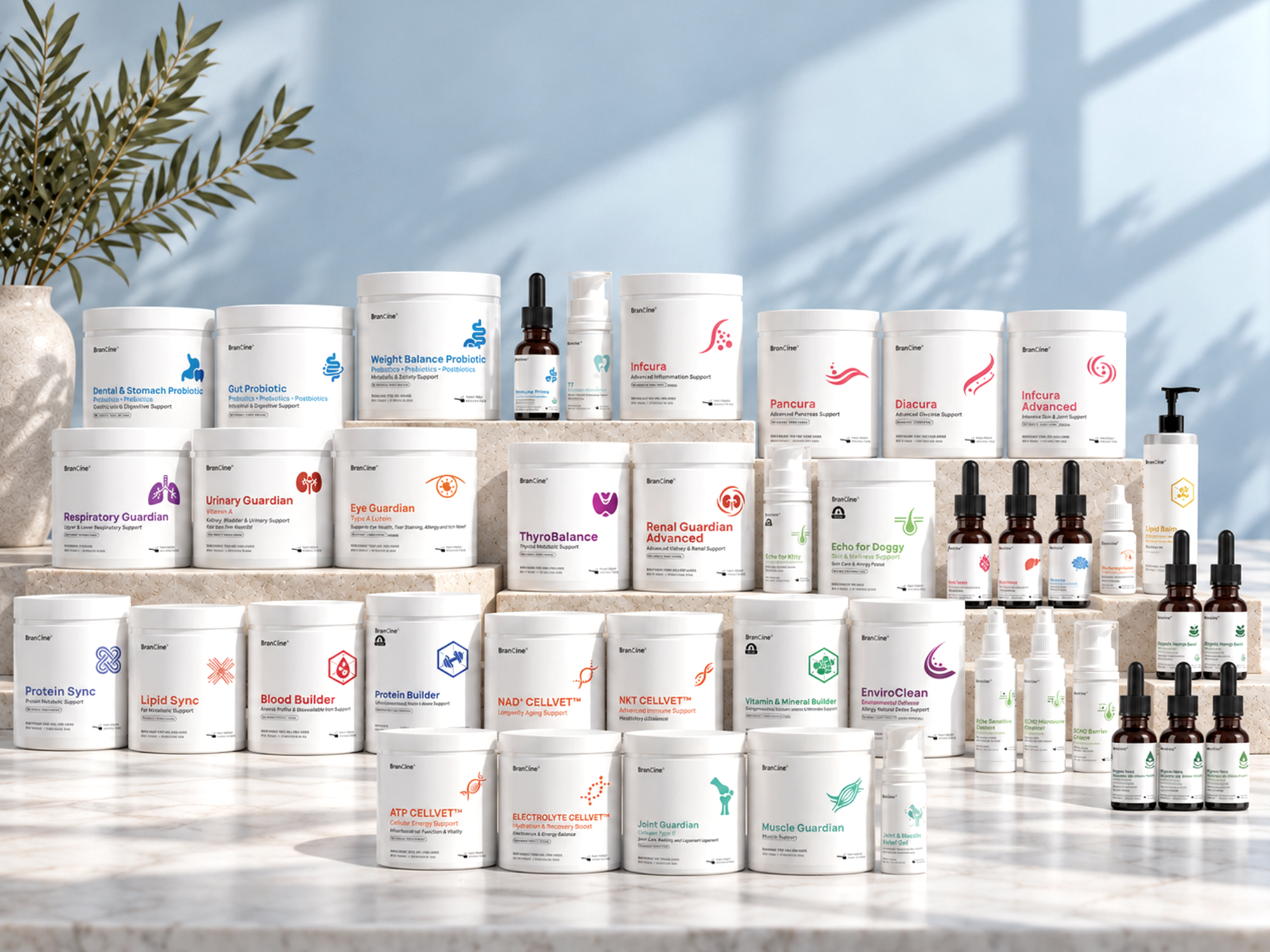The Branvine family of dog and cat wellness formulas
