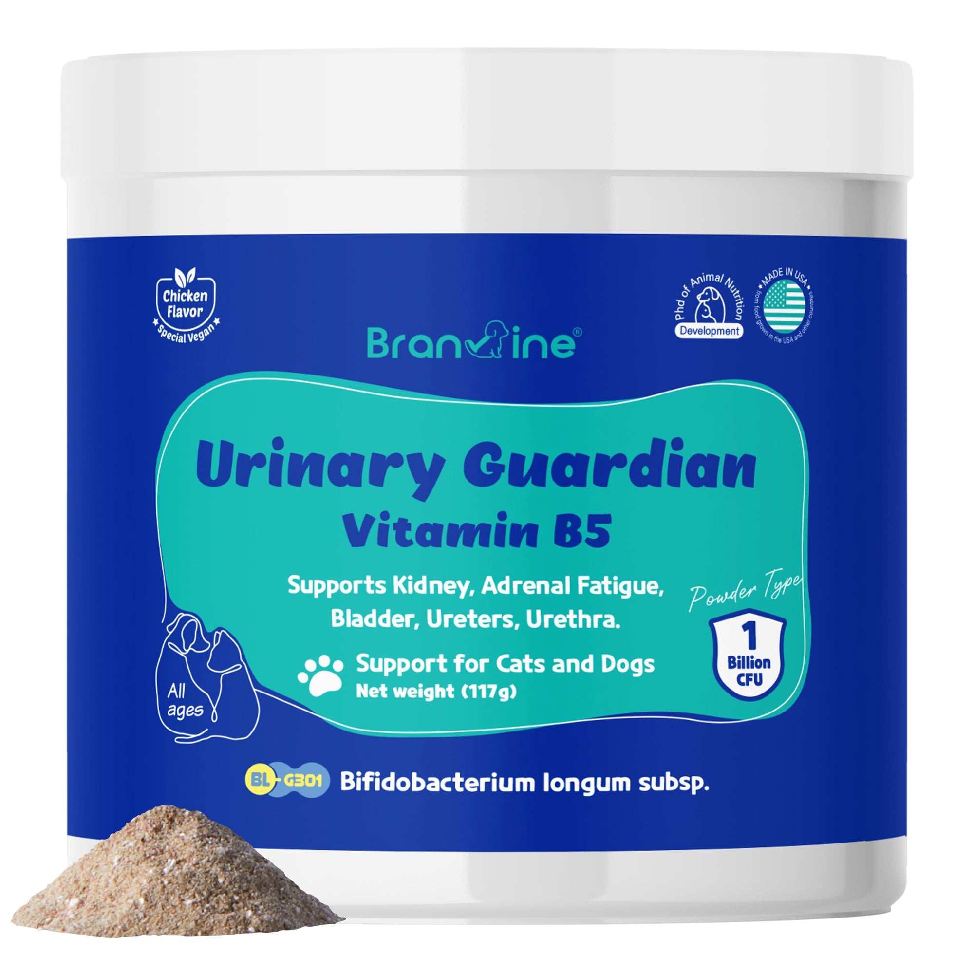 Urinary Guardian Vitamin B5 - Supports Kidney, Bladder, Addison for Cats and Dogs (117g)
