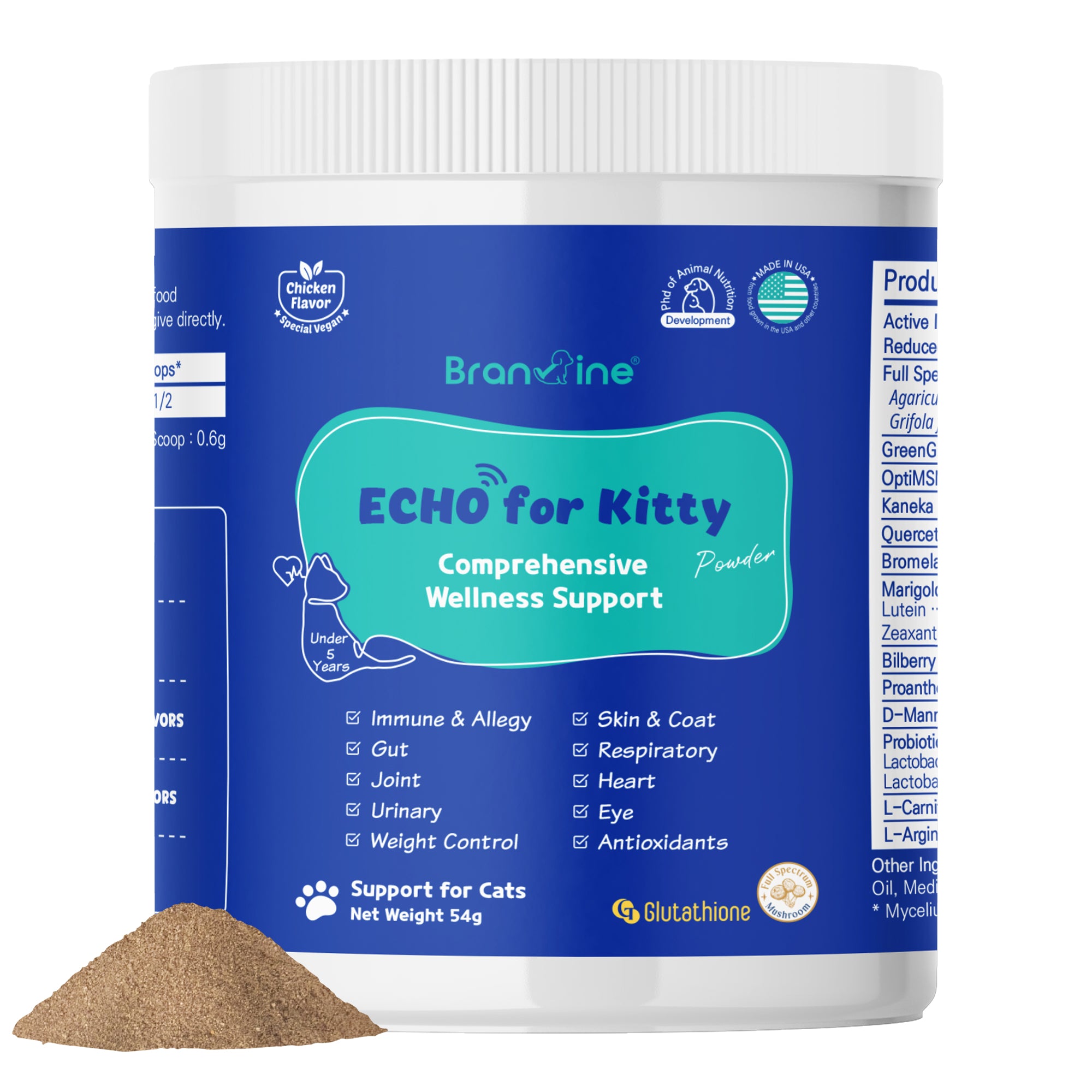 Branvine Wellness&Skin Support Echo for Kitty - 12 Health Benefits / Itching, Atopy, Allergy, Inflammation (54g)