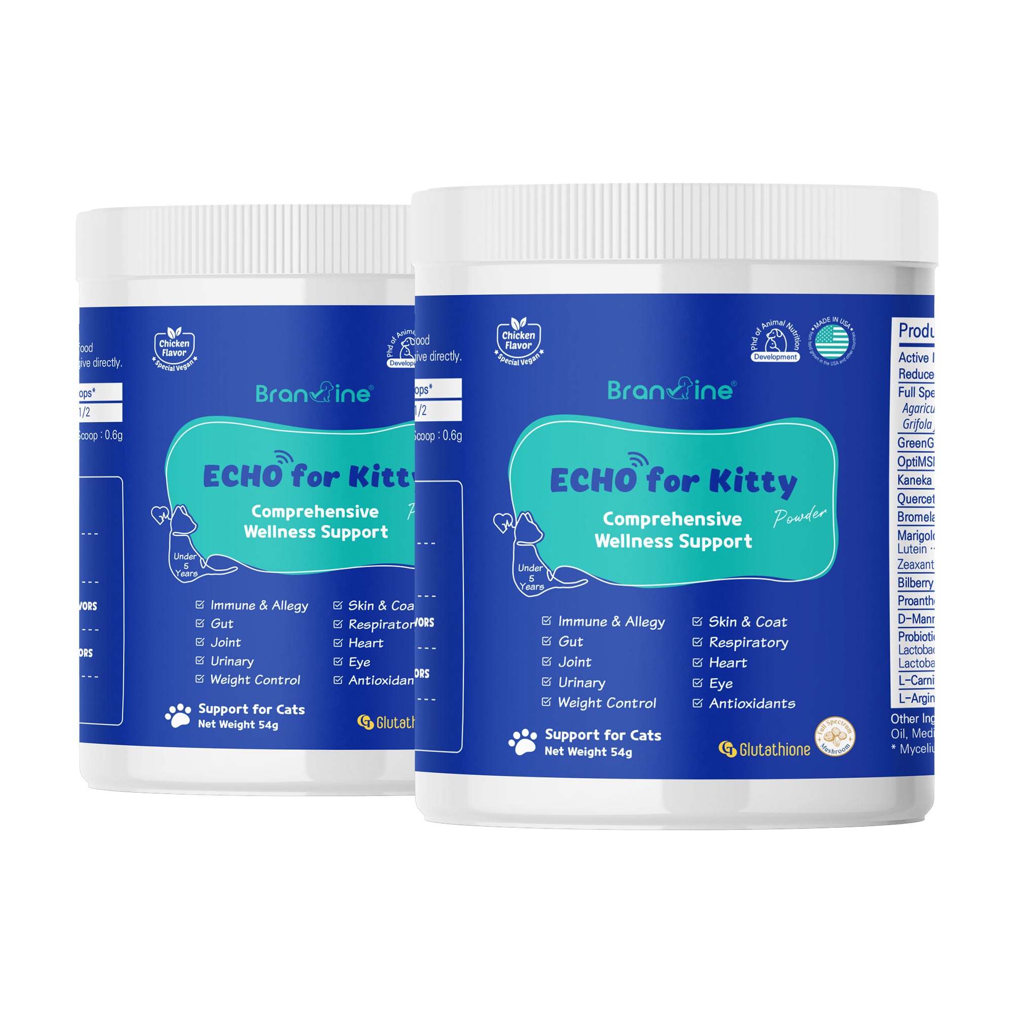 Branvine Wellness&Skin Support Echo for Kitty - 12 Health Benefits / Itching, Atopy, Allergy, Inflammation (54g)