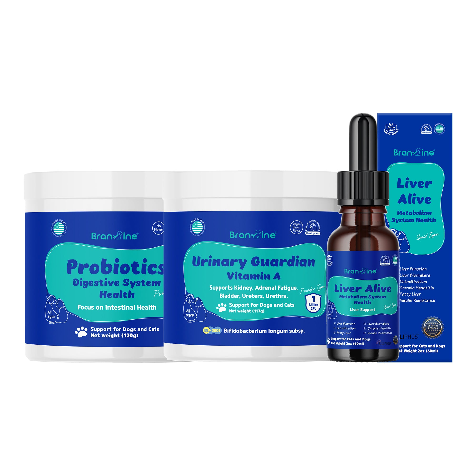 Cats and Dogs Aged 5-8 Years - Probiotics Powder + Urinary Guardian Vitamin A + Liver Alive